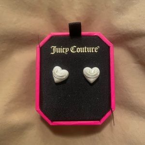 Juicy Couture white heart studs